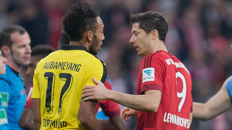 Rivalen unter sich: Robert Lewandowski vom FC Bayern (rechts) und Pierre-Emerick Aubameyang von Borussia Dortmund.