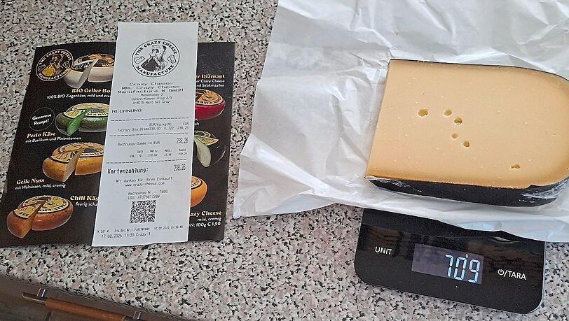 Mit dieser saftigen Rechnung auf der Ostbayernschau sorgte Crazy Cheese vergangenes Jahr f&uuml;r Gespr&auml;chsstoff: 238,26 Euro f&uuml;r 709 Gramm K&auml;se. Jetzt ist das Unternehmen pleite.