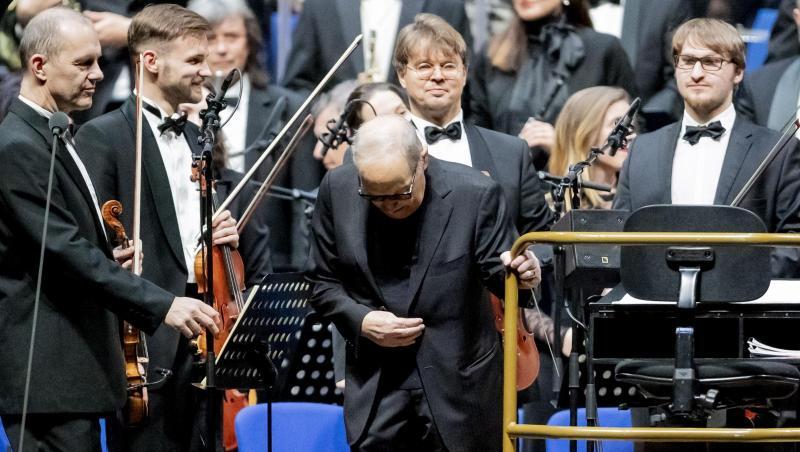 Ennio Morricone vor Konzertbeginn in der Berliner Mercedes-Benz Arena. Ennio Morricone vor Konzertbeginn in der Berliner Mercedes-Benz Arena.