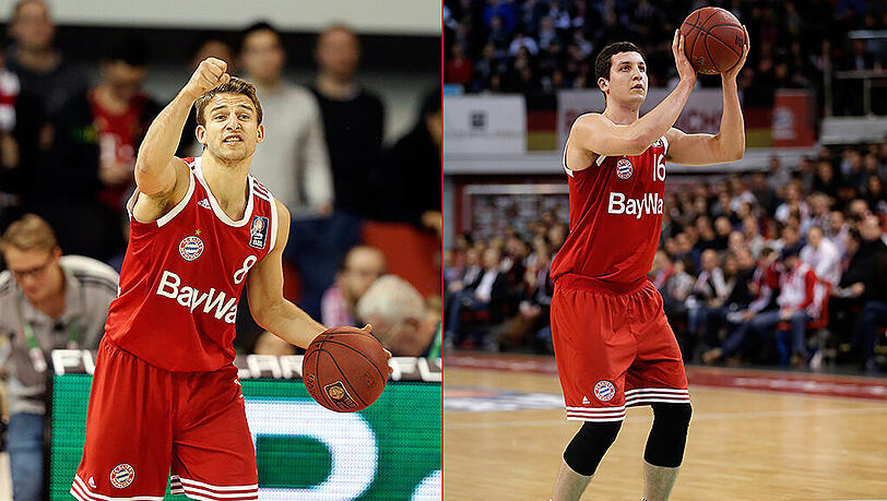 Versenkten sämtliche Dreier-Versuche und warfen den FC Bayern Basketball zum Rekord: Heiko Schaffartzik (l.) und Paul Zipser. Versenkten sämtliche Dreier-Versuche und warfen den FC Bayern Basketball zum Rekord: Heiko Schaffartzik (l.) und Paul Zipser.