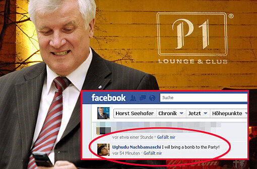 Seehofers Facebook-Party ist umstritten. Jetzt gab es sogar eine Bombendroung auf seiner eigenen Facebook-Seite. Nur ein dummer Spaß?