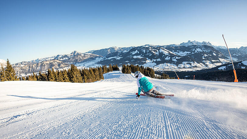 Ein perfektes Ziel für Skifahrer das Skigebiet von St. Johann in Tirol und Oberndorf mit seinen 40 Pistenkilometern.
