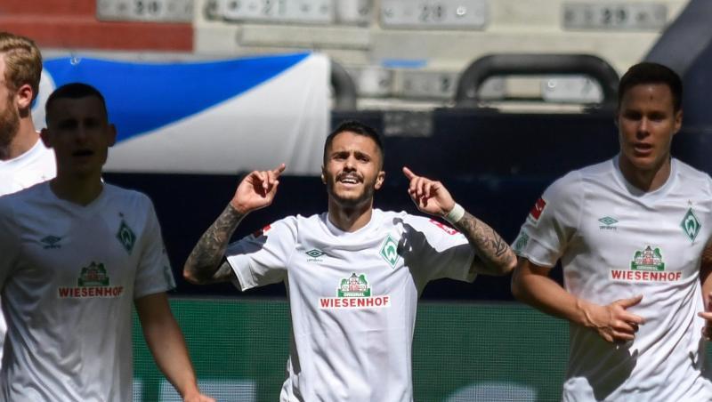 Bremens Leonardo Bittencourt (M) bejubelt sein Tor zum 1:0. Bremens Leonardo Bittencourt (M) bejubelt sein Tor zum 1:0.