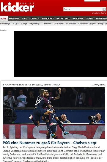 Eine Nummer zu groß sieht der "kicker" die Pariser.
