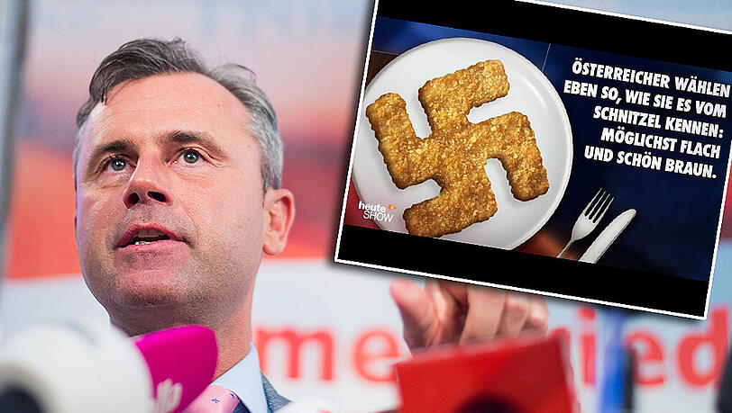Die "heute-show" reagierte auf den Wahlerfolg von Norbert Hofer (l. FPÖ) mit diesem Post. Ein ehemaliger Parteigenosse hat dagegen jetzt Anzeige erstattet. Die "heute-show" reagierte auf den Wahlerfolg von Norbert Hofer (l. FPÖ) mit diesem Post. Ein ehemaliger Parteigenosse hat dagegen jetzt Anzeige erstattet.