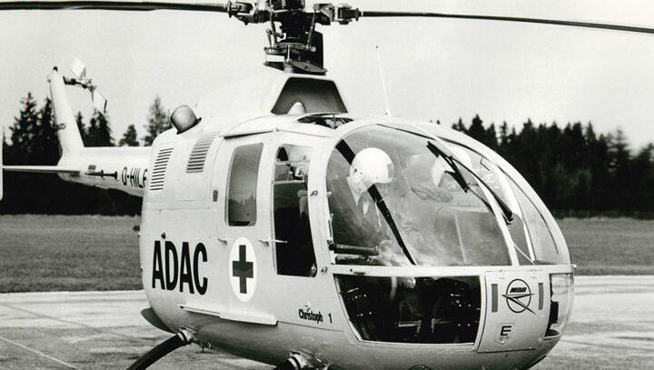 Start als "Christoph 1" im Jahr 1970: Die erste BO 105 steht abflugbereit in München.