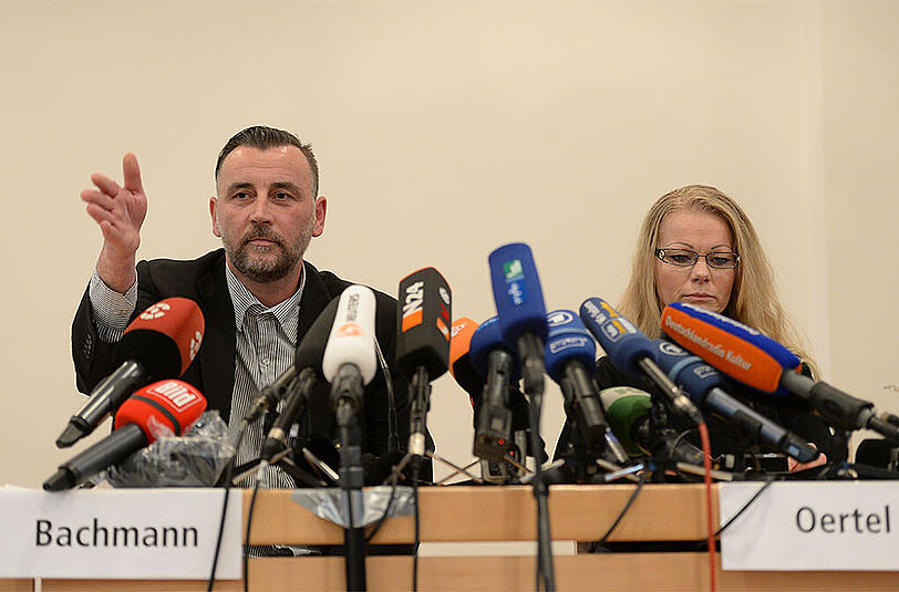 Die Dresdner Pegida-Macher Lutz Bachmann und Kathrin Oertel.