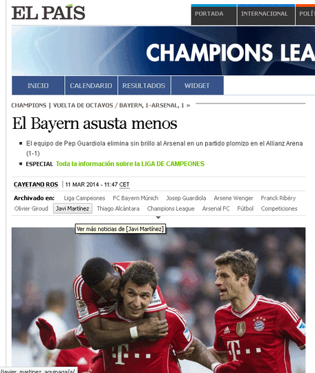 Für El Pais haben die Bayern nach dem 1:1 ihren Schrecken verloren.