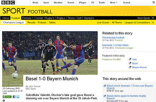Bei "BBC" heißt es: "Nicht zum ersten Mal in dieser Saison hat Basel in der Champions League überrascht: Heiko Vogels Dreh nahm Manchester United in der Gruppenphase vier Punkte weg. Aber wenn die Bayern Sommers Leistung betrachten, werden sie sich wundern, wie sie dieses Spiel verloren haben."