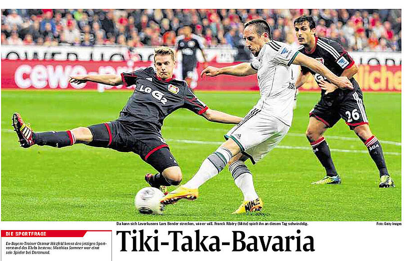 7. Oktober: Die Bayern rauschen durch die Liga, von Sieg zu Sieg, von Show zu Show. Dem 3:1 bei Manchester City, der besten Vorrundenleistung auf Champions-League-Bühne, folgt die beste Bundesliga-Performance. Tiki-Taka-Bavaria mit kleinem Schönheitsfleck, nur 1:1 in Leverkusen. Es folgen aber: 3:0 in Dortmund, 7:0 in Bremen.
