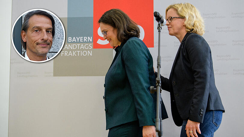 Die wahlkämpfende Natascha Kohnen (rechts) hatte sich in einem Brief an die SPD-Bundesspitze bitterlich über die Beförderung von Ex-Verfassungsschutzpräsident Hans-Georg Maaßen zum Staatssekretär im Innenministerium beklagt und so auch Andrea Nahles attackiert.