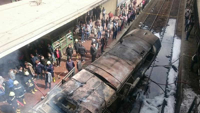Ausgebrannter Waggon im Bahnhof der ägyptischen Hauptstadt Kairo. Ausgebrannter Waggon im Bahnhof der ägyptischen Hauptstadt Kairo.