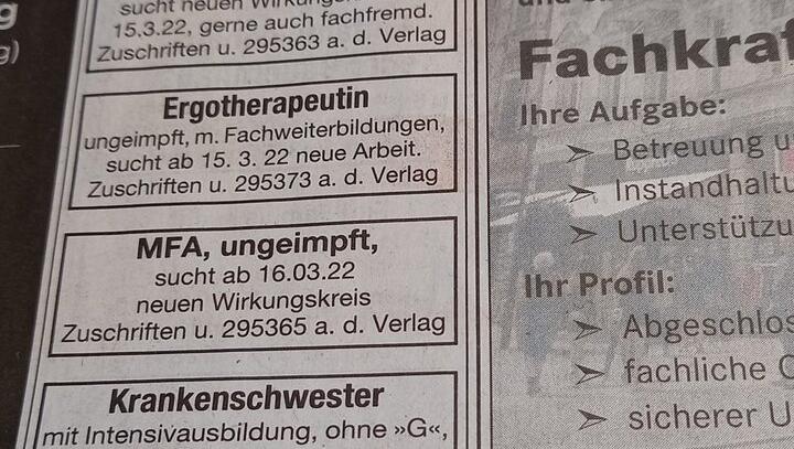 Auffällig viele solcher Stellengesuche waren am Samstag im "Traunsteiner Tagblatt" zu lesen. Das Foto hat der AZ ein Leser geschickt.