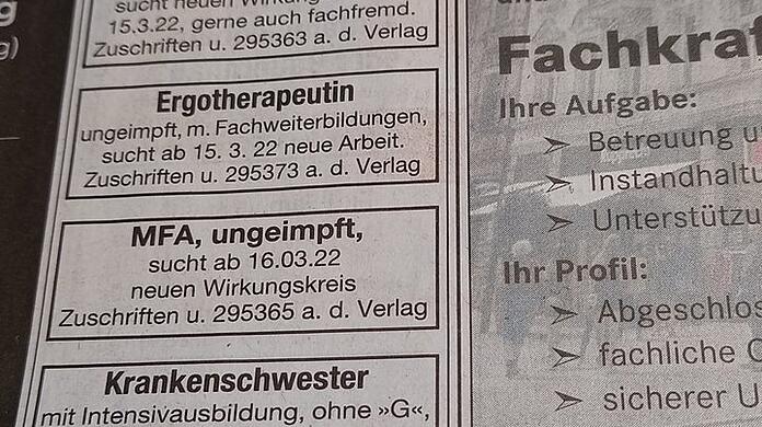 Auffällig viele solcher Stellengesuche waren am Samstag im "Traunsteiner Tagblatt" zu lesen. Das Foto hat der AZ ein Leser geschickt.