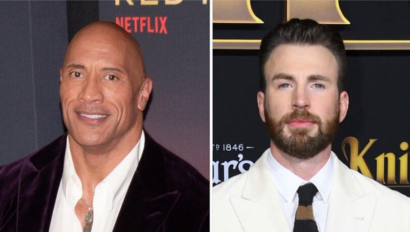 Dwayne Johnson (li.) und Chris Evans stehen bald gemeinsam vor der Kamera.