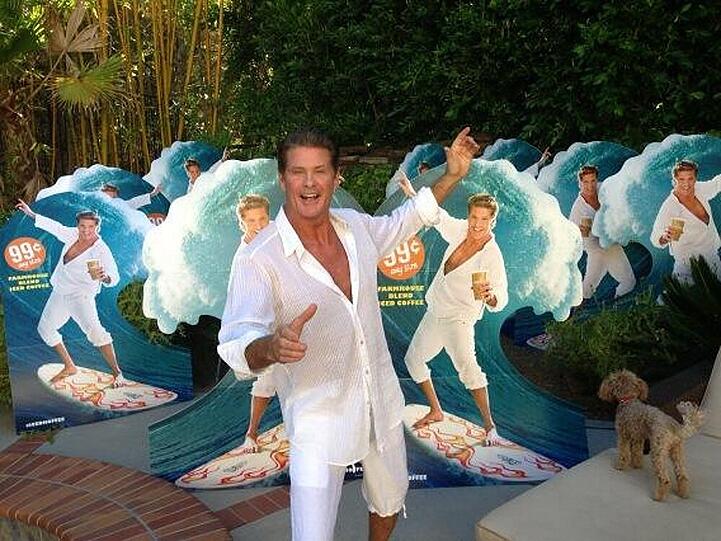David Hasselhoff bei der Präsentation der "Cumberland Farms"-Werbung
