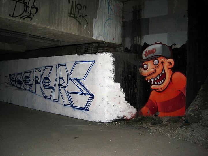 Samstagabend, 7. September, an der Brudermühlbrücke: Ein Graffiti-Werk ist im Entstehen.