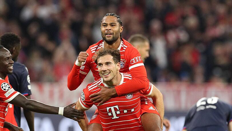Gnabry und Goretzka haben Grund zum Feiern: Die Münchner sind seit 31 Gruppenspielen in der Champions League ungeschlagen.