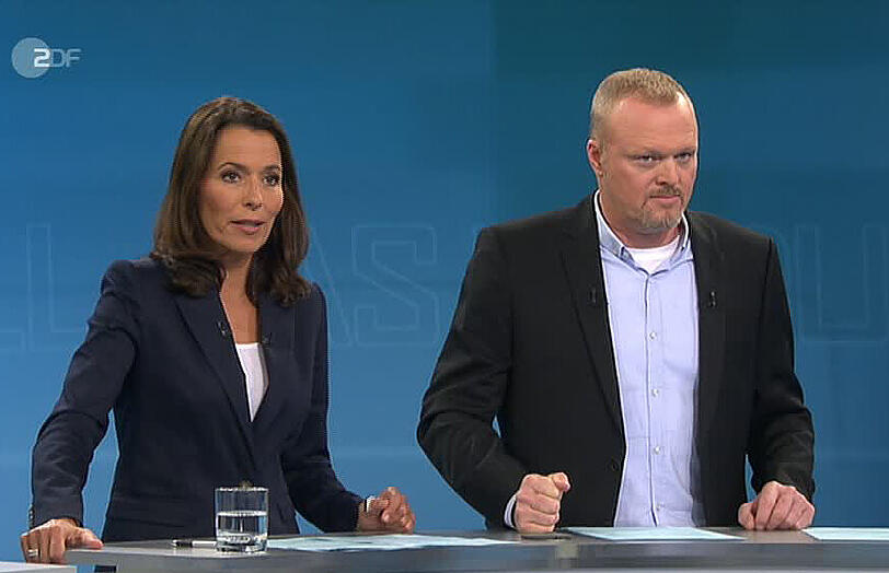 Gemeinsam mit Stefan Raab moderierte Will 2013 das TV-Duell zwischen Angela Merkel und Peer Steinbrück.