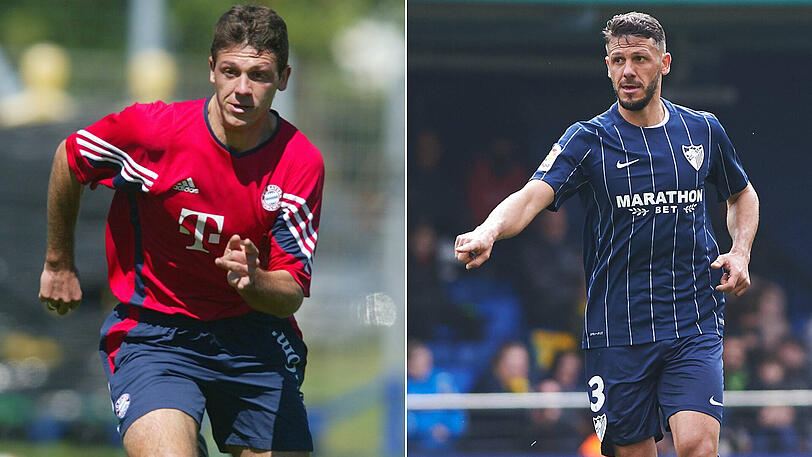 Martin Demichelis 2003 im Trikot des FC Bayern und 2017 im Trikot des FC Malaga.