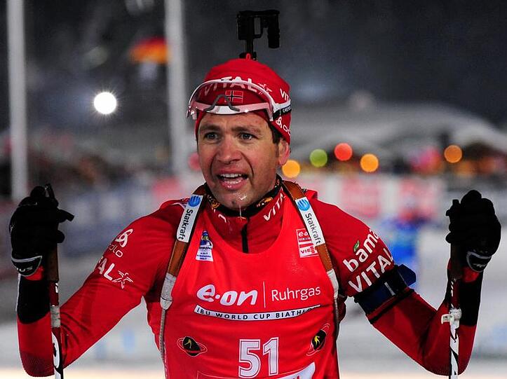 Der Norweger Ole Einar Björndalen beim Biathlon Weltcup in Ruhpolding.
