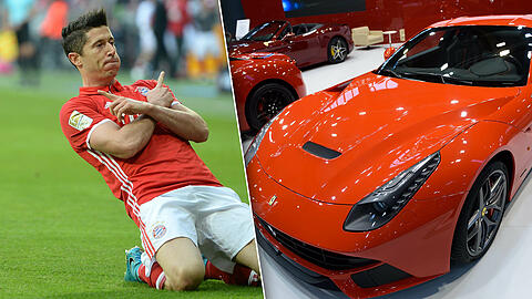 Robert Lewandowski fährt einen Ferrari F12. Um den Sportwagen bezahlen zu können, müsste Lewandowski laut einer Analyse 1 Stunde und 28 Minuten Fußballspielen.