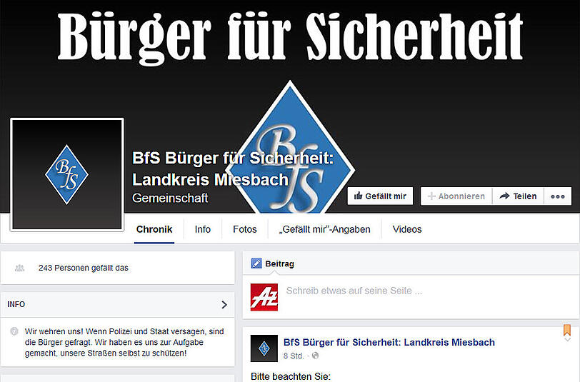 In Miesbach formiert sich eine Bürgerwehr. Auch rechtes Gedankengut ist auf der Facebook-Seite zu finden.