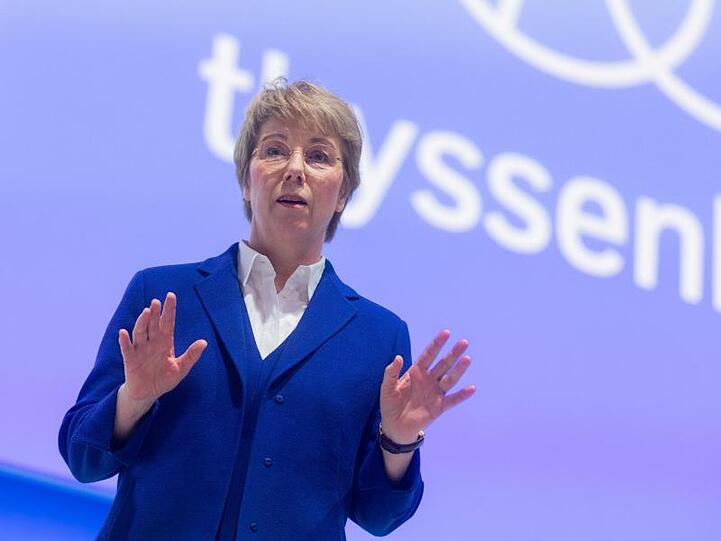 Martina Merz, Vorstandsvorsitzende von Thyssenkrupp, spricht auf der Hauptversammlung von Thyssenkrupp.