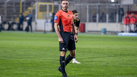 Schiedsrichter Tom Bauer hatte am Dienstagabend eine alles andere als einfache Partie zu pfeifen.