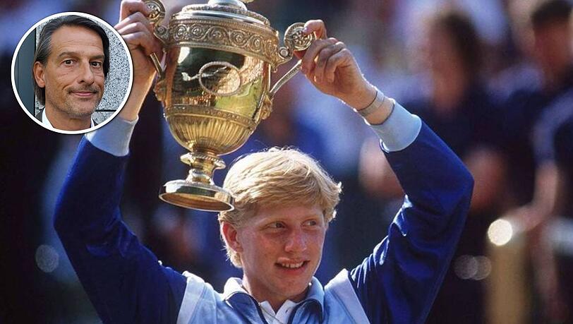 Boris Becker bei seinem ersten Wimbledon-Sieg 1985. Boris Becker bei seinem ersten Wimbledon-Sieg 1985.