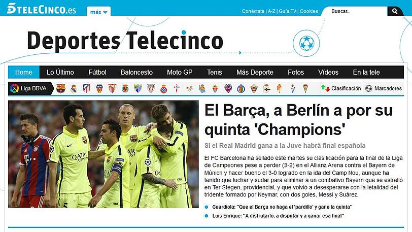 Für den spanischen TV-Sender "Telecinco" zählt nur: Der FC Barcelona fährt zu seinem fünften Champions-League-Finale nach Berlin.