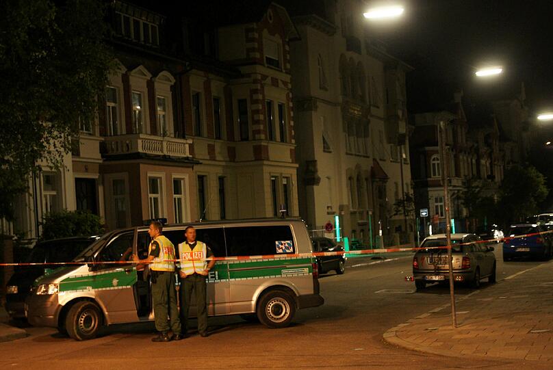 Hier die Absperrung in der Kaiserstraße.