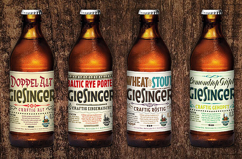 Das sind die vier neuen Sorten des Giesinger Bräus. Sie wurden speziell zum Tag des Bieres hergestellt.