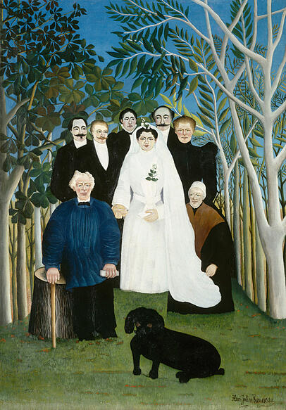 Henri Rousseau - hier die "Hochzeit" von 1905 - wurde von den "Reiter"-Mitgliedern tief verehrt. Henri Rousseau - hier die "Hochzeit" von 1905 - wurde von den "Reiter"-Mitgliedern tief verehrt.