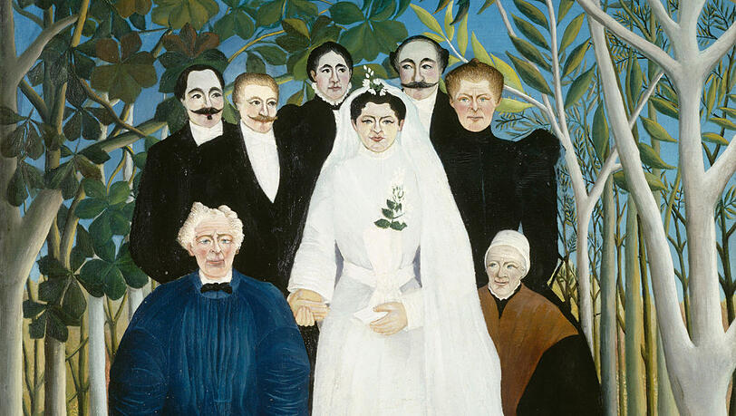 Henri Rousseau - hier die "Hochzeit" von 1905 - wurde von den "Reiter"-Mitgliedern tief verehrt. Henri Rousseau - hier die "Hochzeit" von 1905 - wurde von den "Reiter"-Mitgliedern tief verehrt.