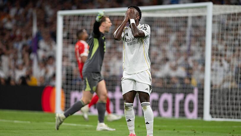 Vinicius Junior verzweifelt im Hinspiel an Manuel Neuer. Vinicius Junior verzweifelt im Hinspiel an Manuel Neuer.