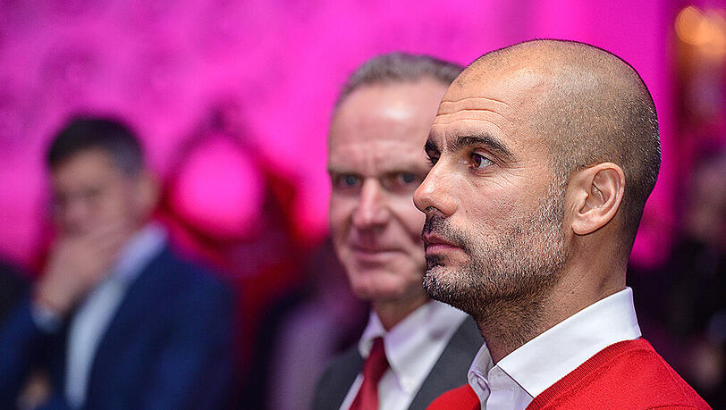 Bayern-Boss Karl-Heinz Rummenigge (l.) mit Pep Guardiola Bayern-Boss Karl-Heinz Rummenigge (l.) mit Pep Guardiola