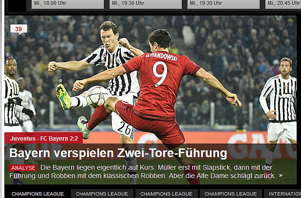 Pressestimmen zum 2:2 der Bayern in Turin