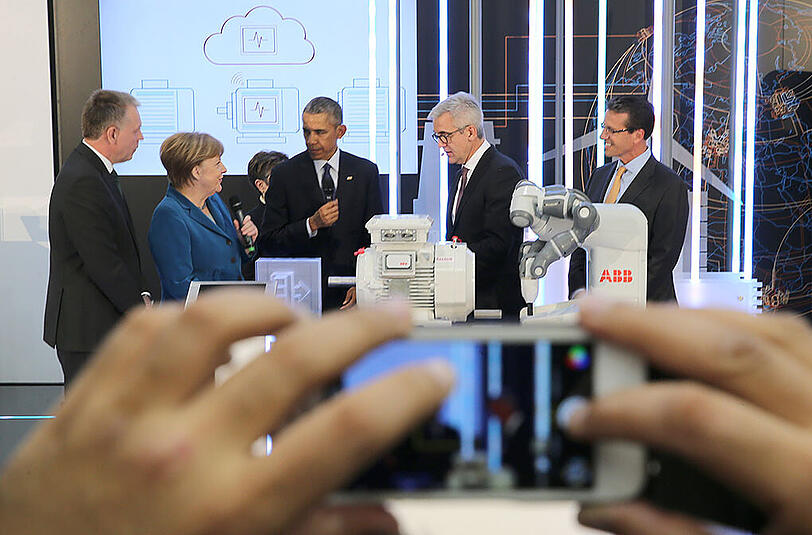 Bundeskanzlerin Angela Merkel und US-Präsident Barack Obama waren am Montag zu Besuch auf der Hannover Messe. Die Bilder.