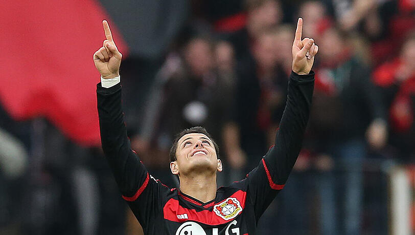 Der Mexikaner Javier "Chicharito" Hernández erzielte den wichtigen Treffer zum zwischenzeitlichen 3:3 für Leverkusen. Der Mexikaner Javier "Chicharito" Hernández erzielte den wichtigen Treffer zum zwischenzeitlichen 3:3 für Leverkusen.