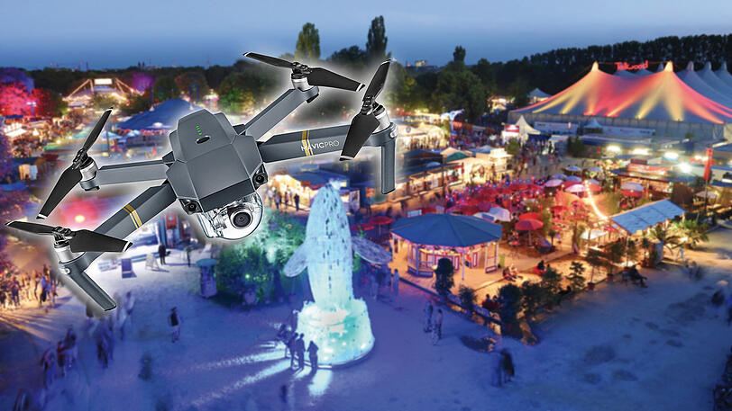 Eine Drohne kreiste am Samstagabend über dem Tollwood, erlaubt war das nicht.