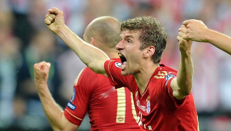 Thomas Müller jubelt über sein Tor zum 1:0 im Champions-League-Finale 2012 gegen Chelsea.