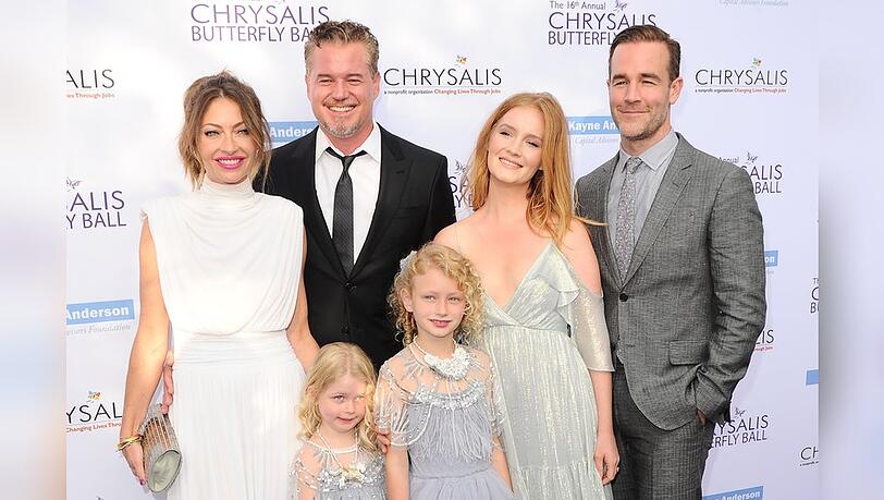 James und Kimberly Van Deer Beek (rechts) mit Eric Dane, Rebecca Gayheart und ihren T&ouml;chtern Billie und Georgia.