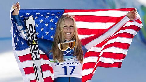 Größter Triumph: In Vancouver 2010 holt Vonn Olympia-Gold in der Abfahrt. In Sotschi 2014 fehlt sie wegen eines Kreuzbandrisses.
