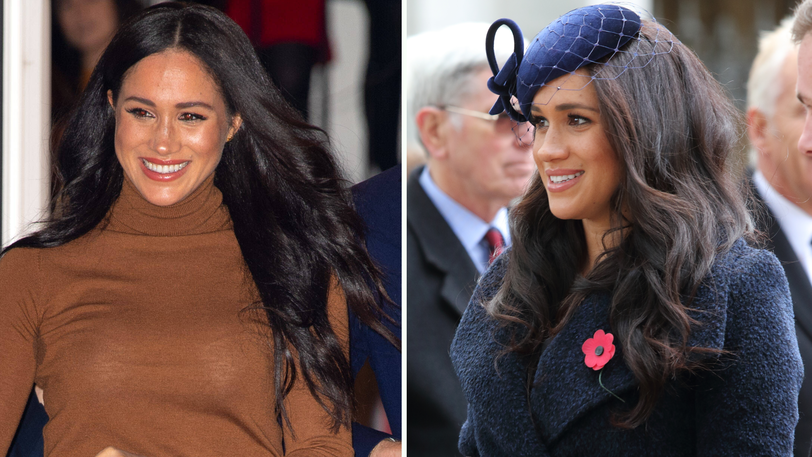 Herzogin Meghan links mit neuer Frisur im Januar 2020 und rechts mit kürzeren Haaren im November 2019.