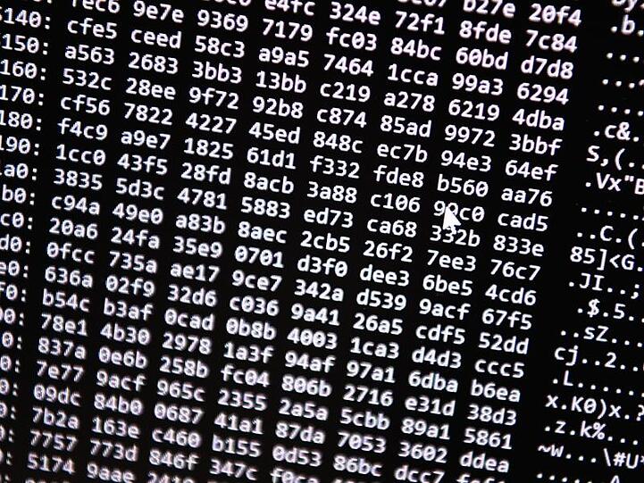 Ein Zahlencode läuft über einen Bildschirm. Foto: Nicolas Armer/dpa/Archivbild