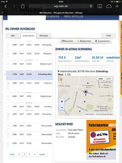 Teures Schwabing: 62,92 Euro/m2.