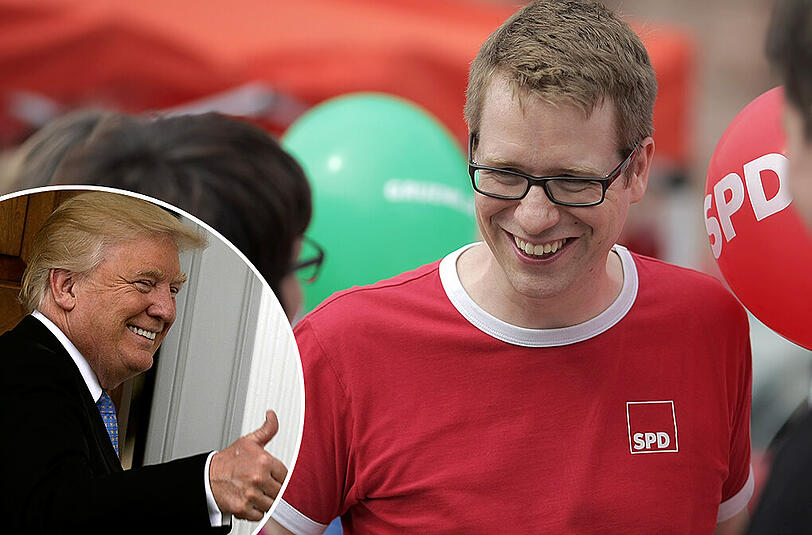 Ein junger Mann im SPD-T-Shirt. Die Wahl von Donald Trump hat viele Deutsche aufgeschreckt &ndash; und dazu veranlasst, einer Partei beizutreten.