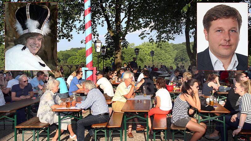 Im Biergarten im Westpark werden im Sommer Ballermann-Hits bei einer großen Party gespielt. SPD-Stadtrat Jens Röver (kleines Foto rechts) findet: Party mit Jürgen Drews (kleines Foto links) und Olé Olé gehören nicht hierher.