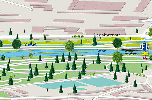 Zwischen Brudermühlbrücke und Braunauer Eisenbahnbrücke: Vor allem rechts der Isar reichlich Platz zum Spazieren und Verweilen.